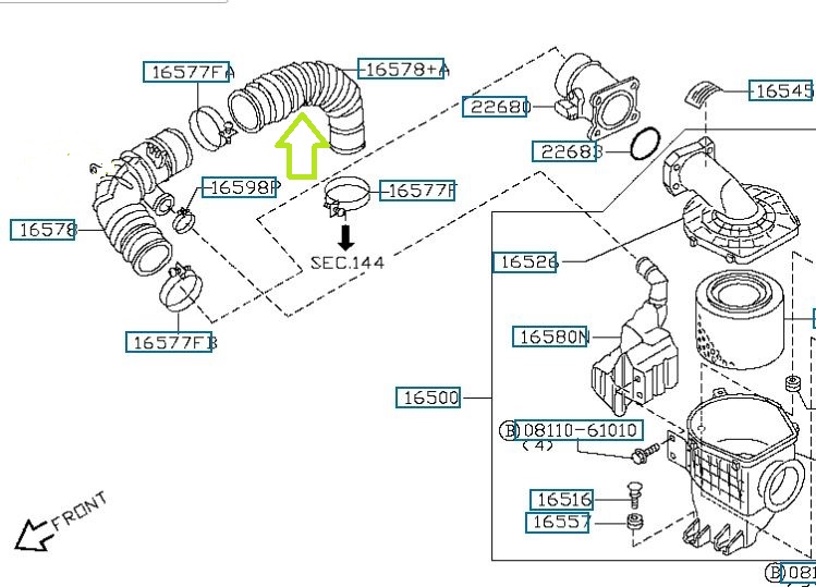 Nissan Patrol GR Y 61 ZD30 Turbocharger Intake Hose 16578 VC12A nissan-patrol-gr-y-61-zd30-turbocharger-intake-hose-16578-vc12a